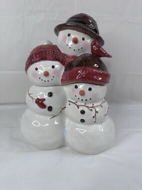 St. Nicholas Square "Warm Wishes" Snowman Family Winter Christmas Cookie Jar